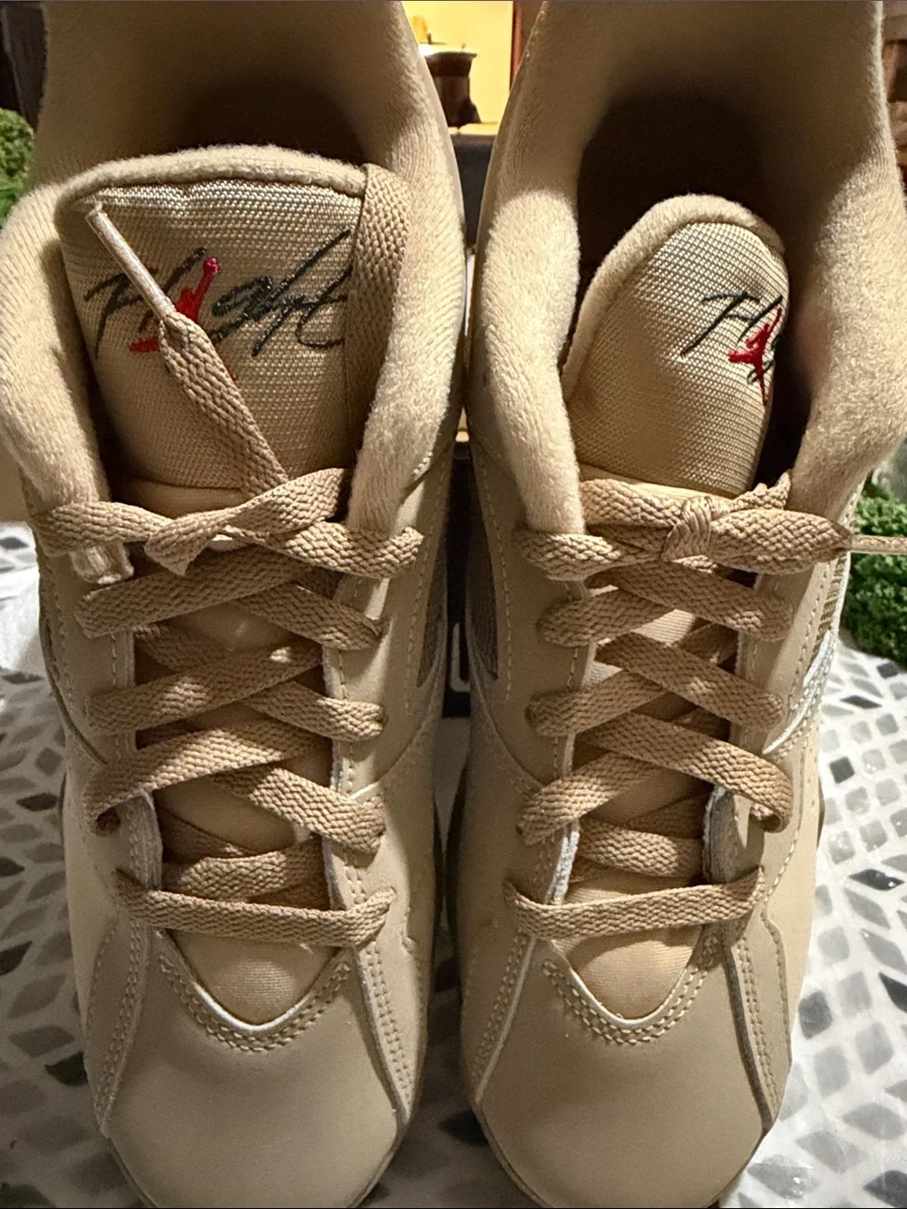 Nike Kids Tan Sneakers with Red Accents